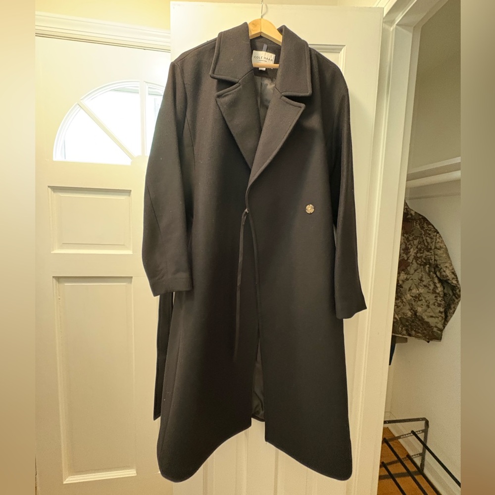 Cole Haan Women’s Wool Black Trench Coat